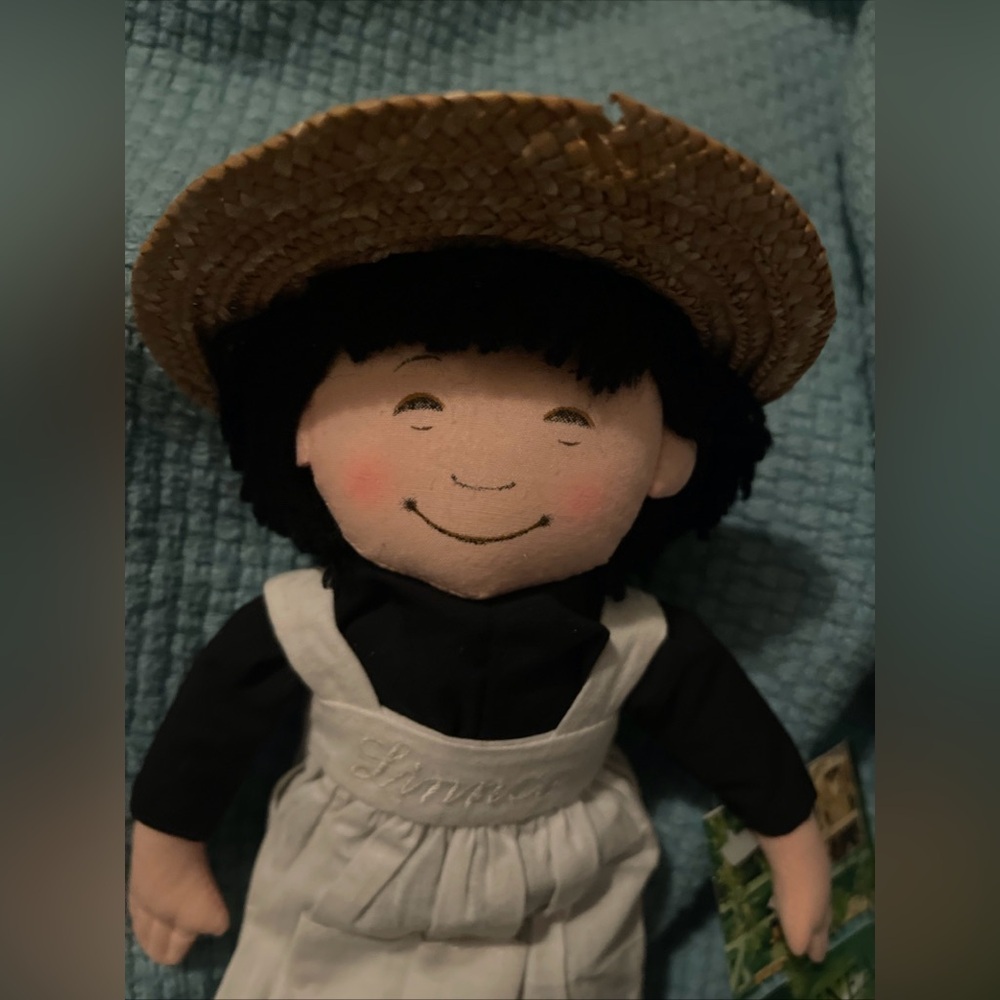 Vintage 1985 Linnea In Monet’s Garden Cloth Doll 11” w/ Apron Straw Hat With Tag